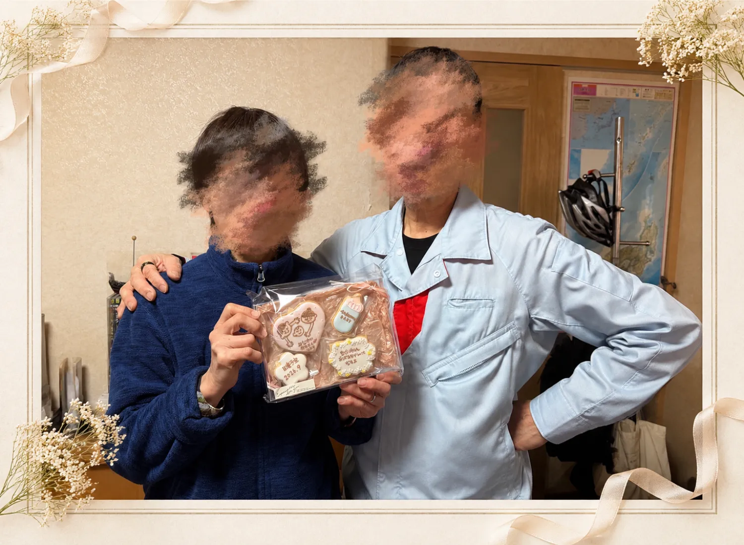 父がクッキーの文字を見て… 涙の妊娠報告サプライズ